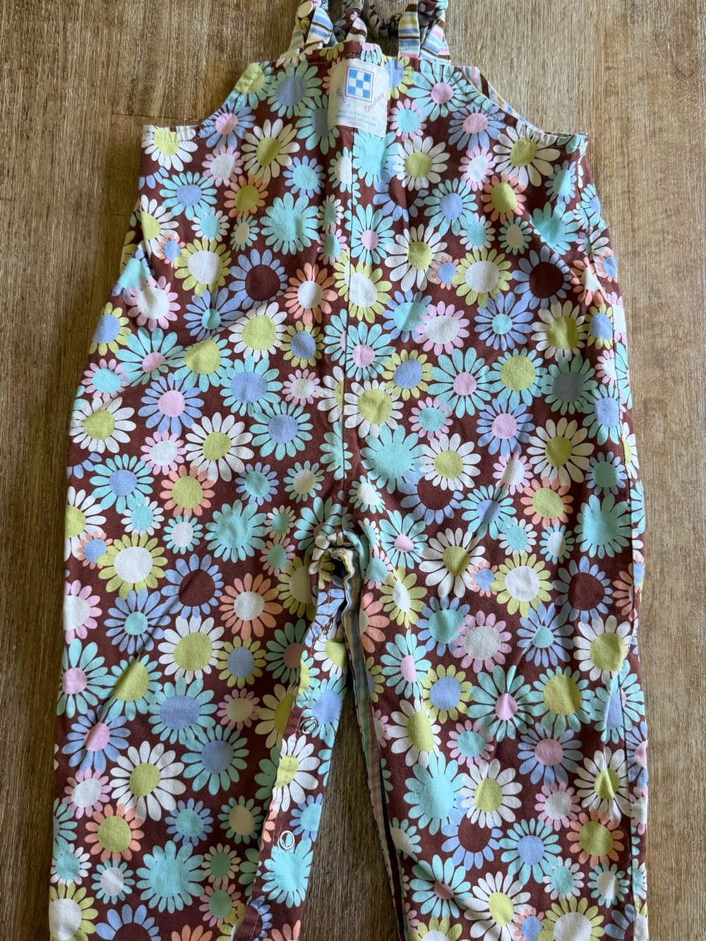 Kids Floral Overalls - Brown Multi